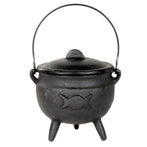 Triple Moon Cast Iron Cauldron With Lid